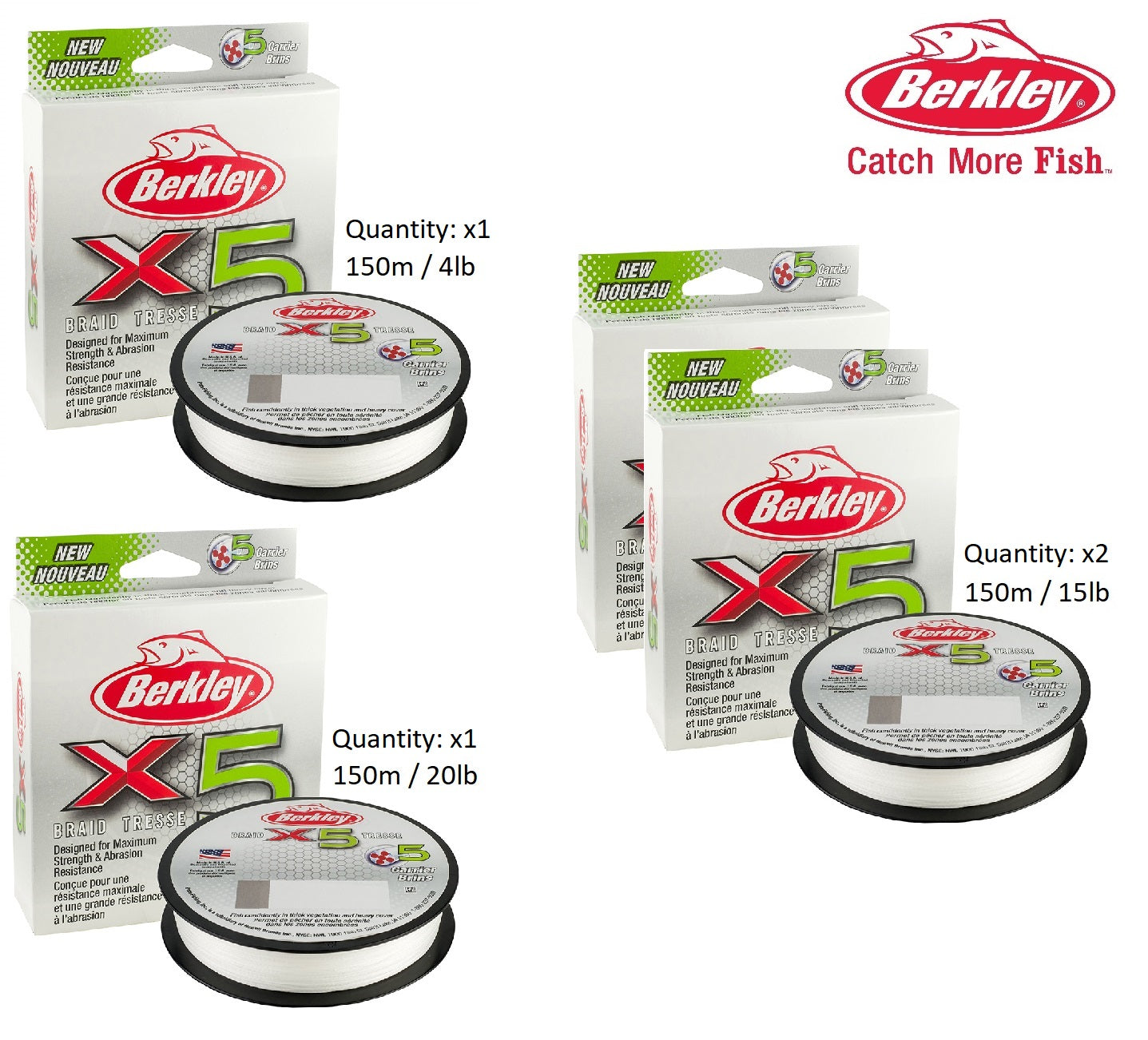 Berkley X5 150m Braided Fishing Line Mega Pack