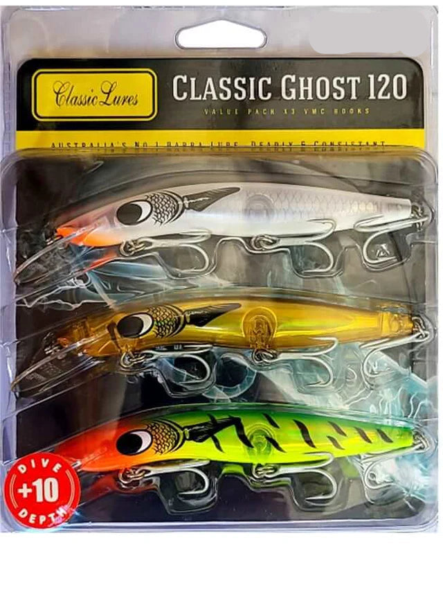 Classic Barra 120 Ghost Hard Body Lure Value Pack +10