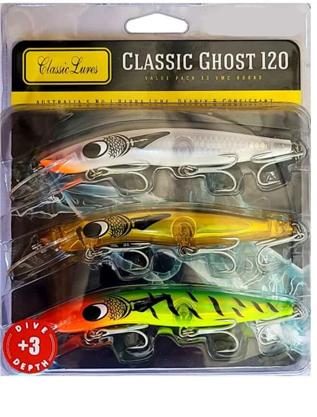 Classic Barra 120 Ghost Hard Body Lure Value Pack +3