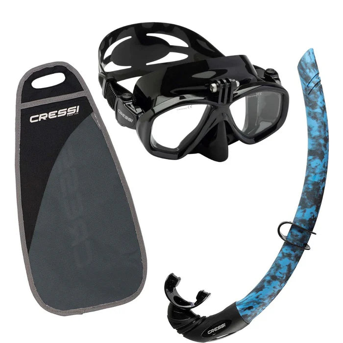 Cressi Action Free GoPro Mount Mask and Snorkel Freediving Combo