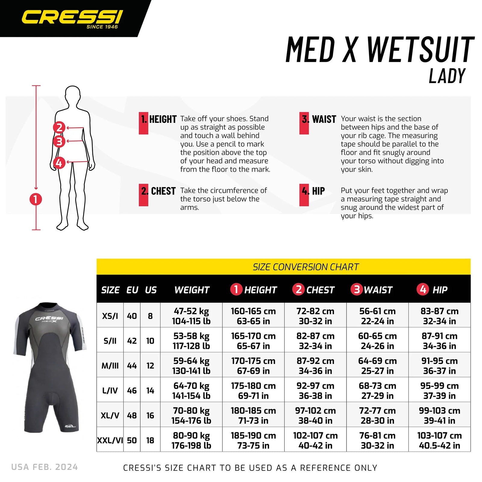 Cressi Med X Lady SS Shorty Wetsuit 2.5mm Black Aquamarine