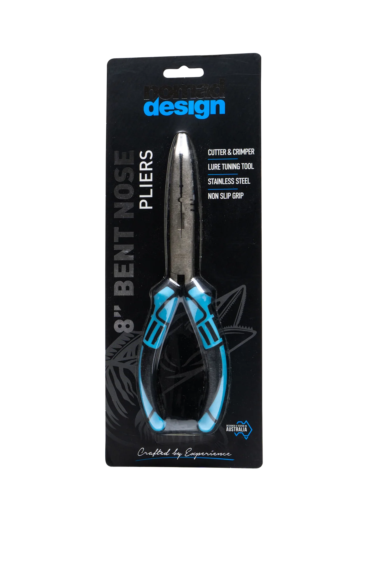 Nomad Design Pliers Blue Black 8in Bent Nose
