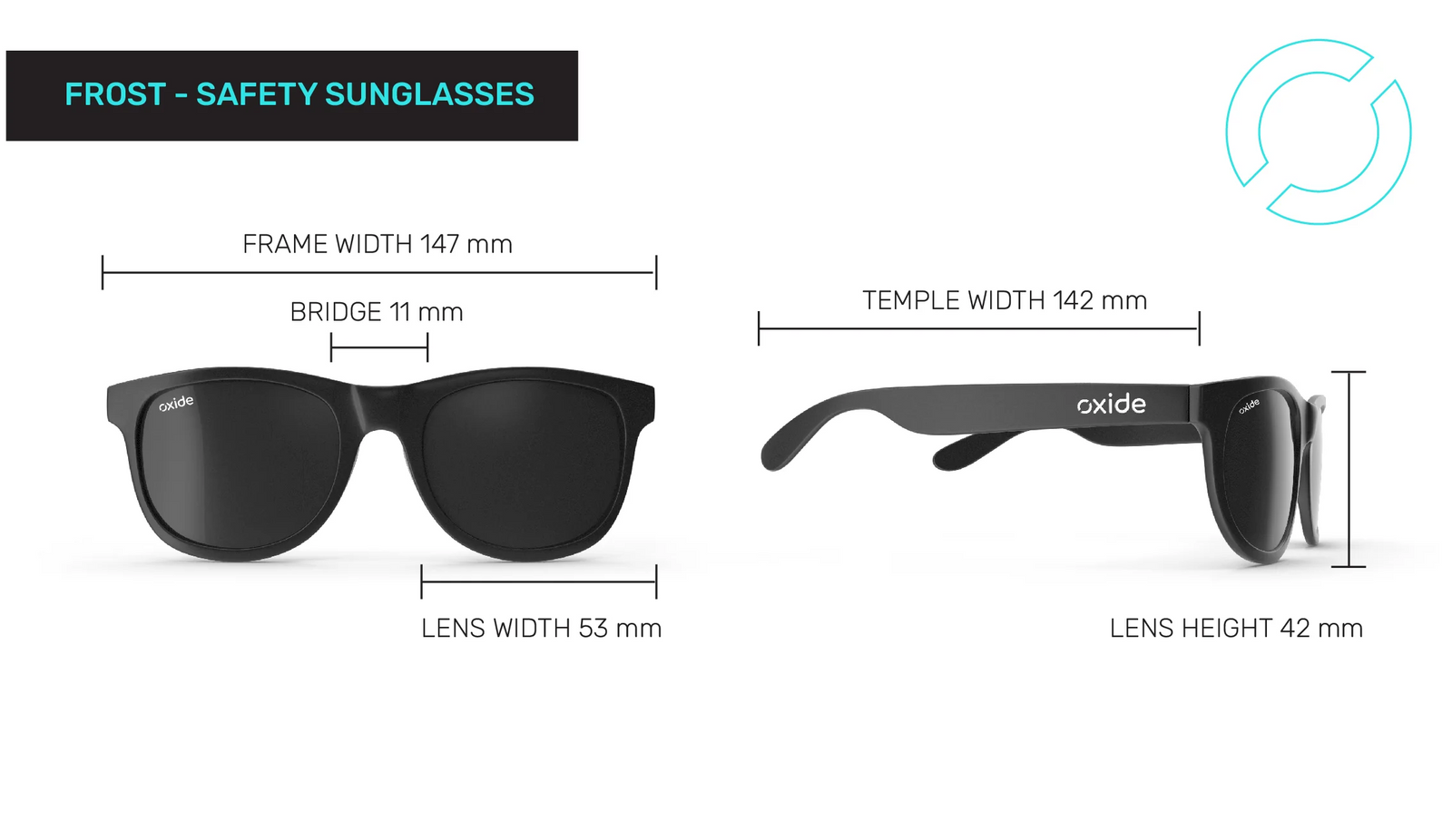 Oxide Frost Matt Black Safety Sunglasses