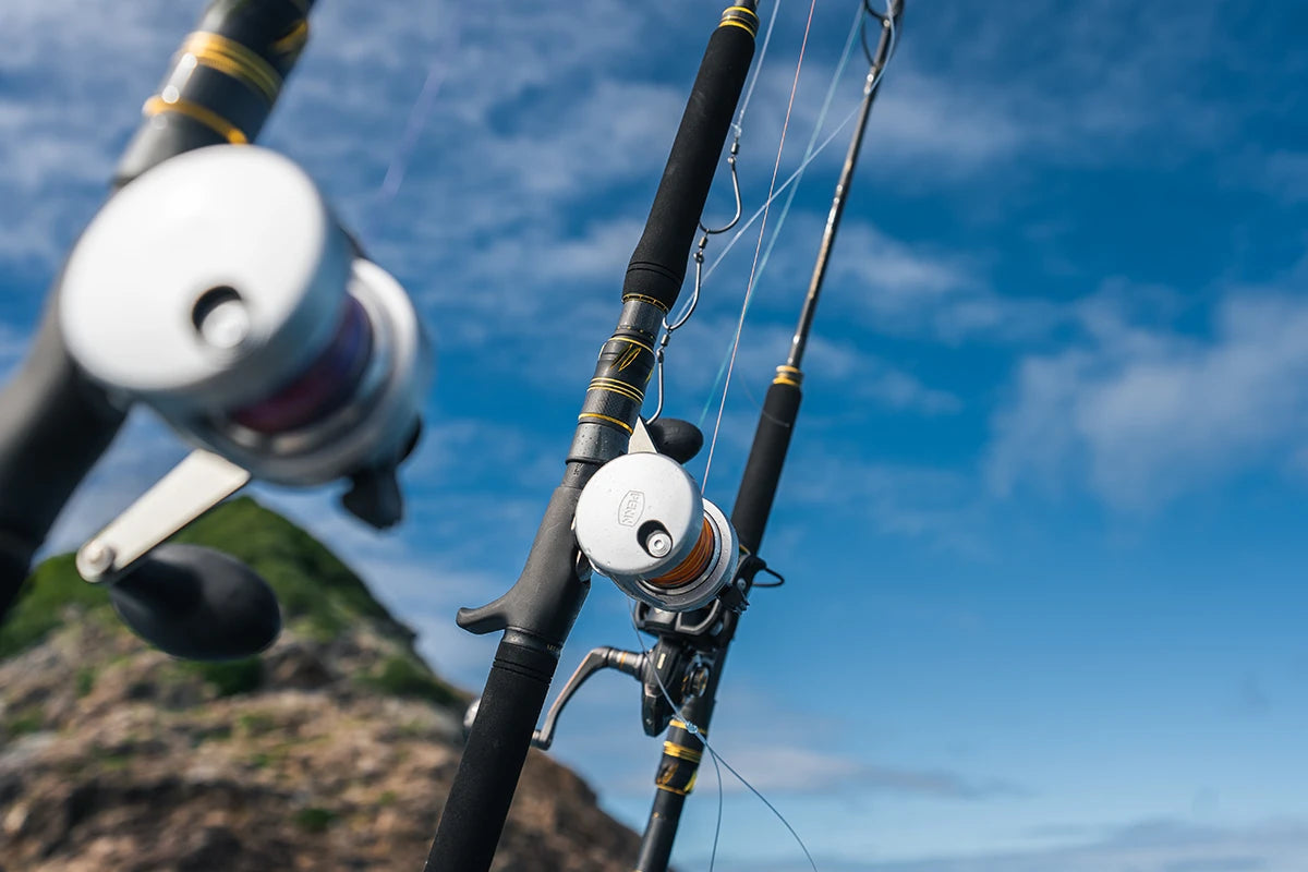 Penn Supremacy overhead rods with conventional reels mounted