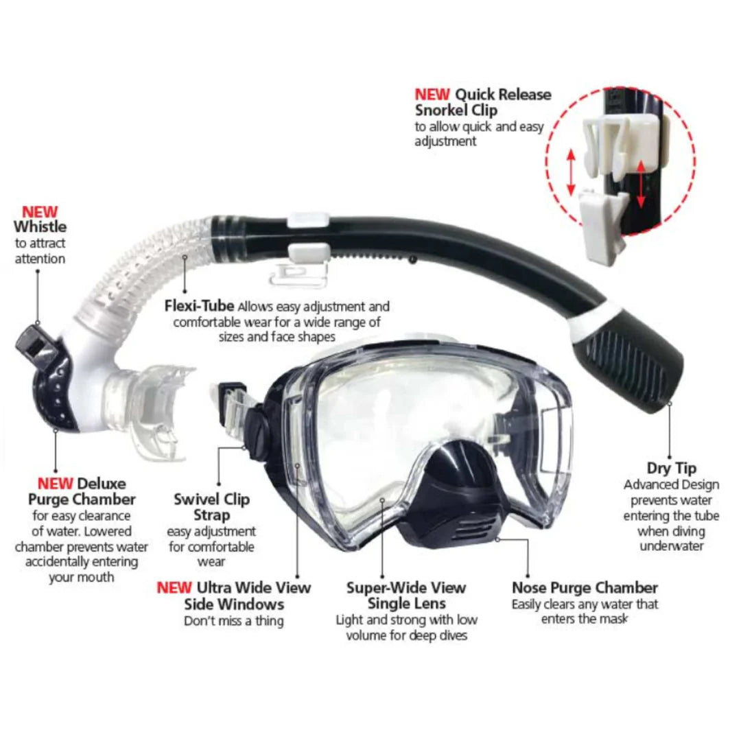 Land and Sea Hi Vis Executive Mask Snorkel Set