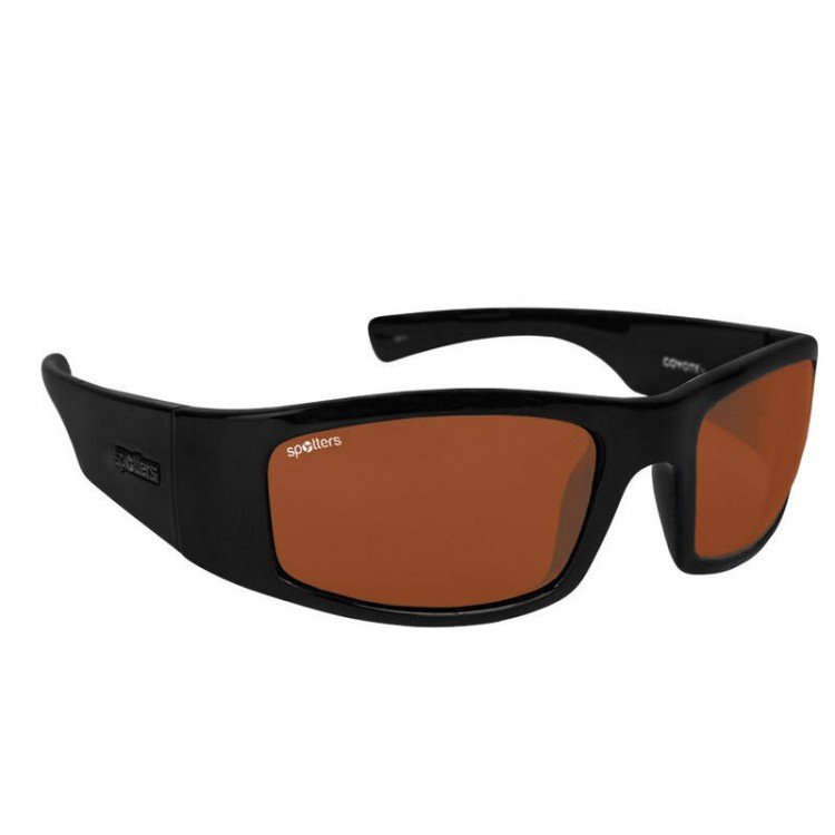 Spotters Coyote+ Gloss Black Mens Performance Polarised Sunglasses