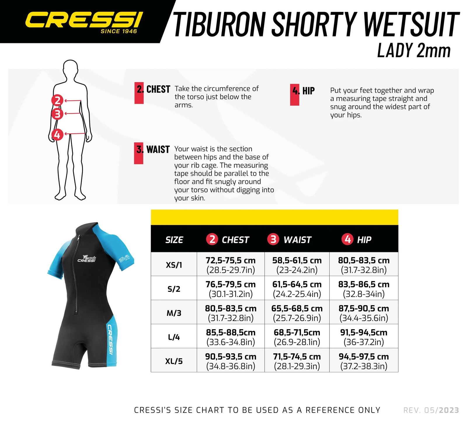 Cressi Tiburon Lady Short Sleeve Shorty 2mm Wetsuit Black Aquamarine