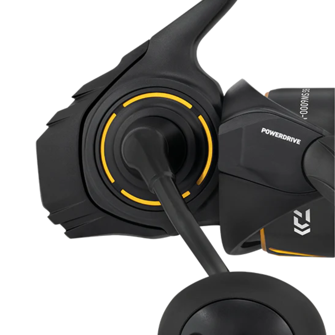 Daiwa 26 BG SW spinning reel - Powerdrive rotor and body detail