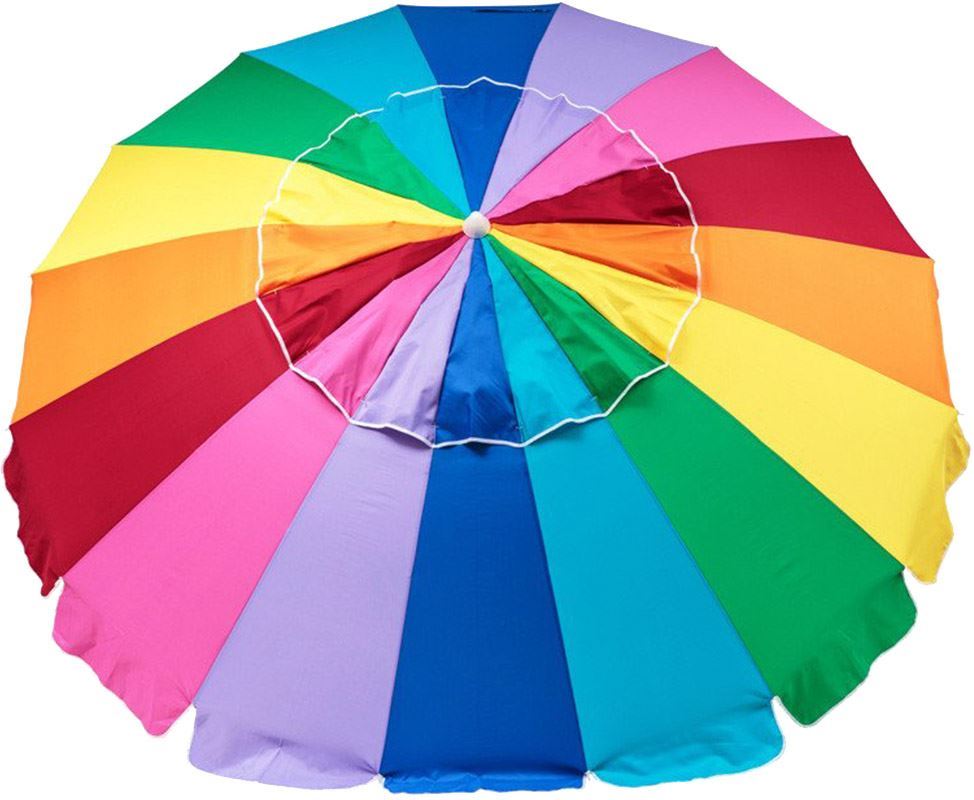 Beachkit Rainbow 240cm Premium Beach Umbrella with Sand Auger - 10107RB