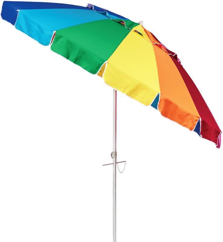 Beachkit Rainbow 240cm Premium Beach Umbrella with Sand Auger - 10107RB