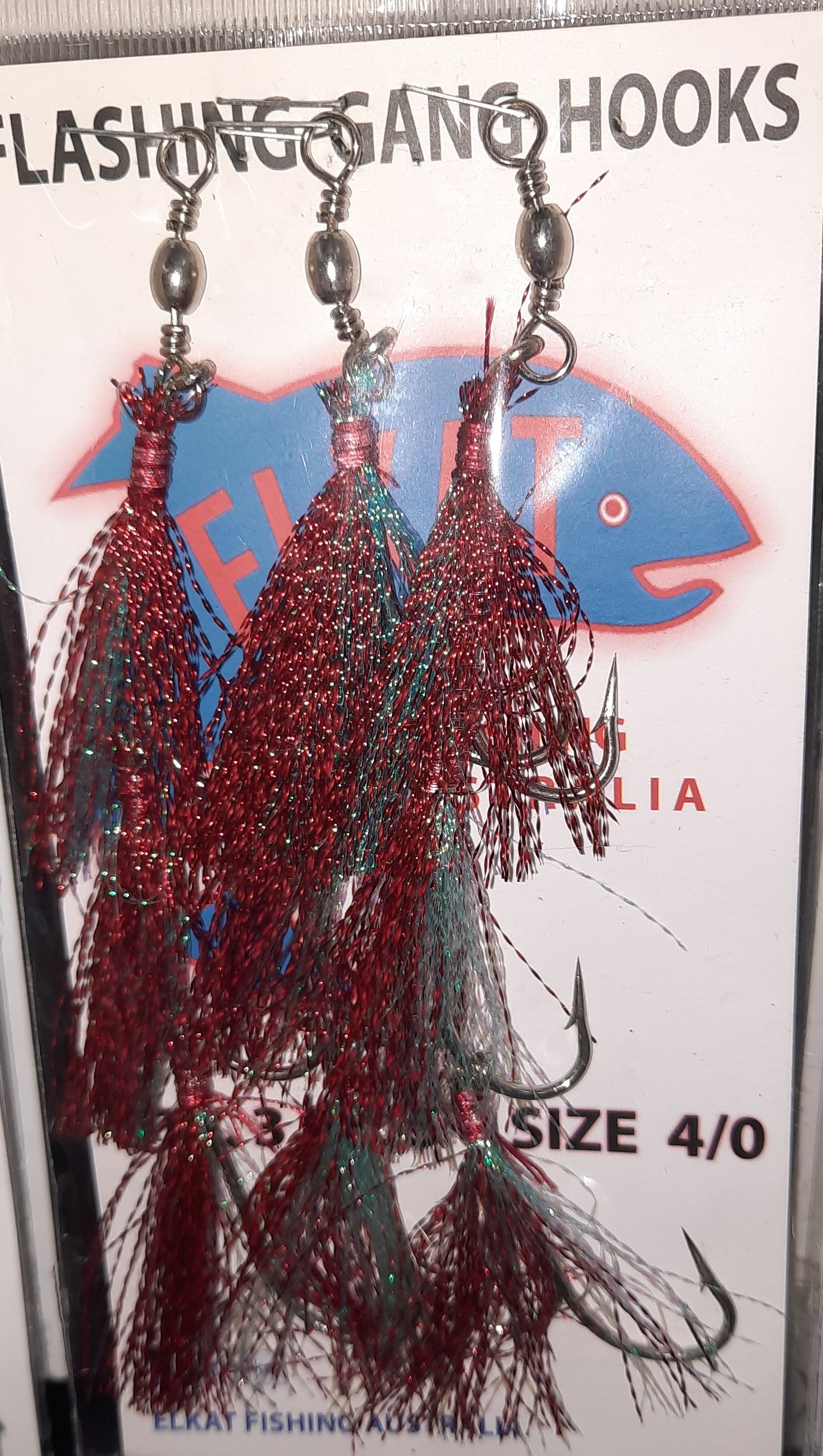 Elkat STD Flasher Dressed Pre Ganged Hook Sets 4/0