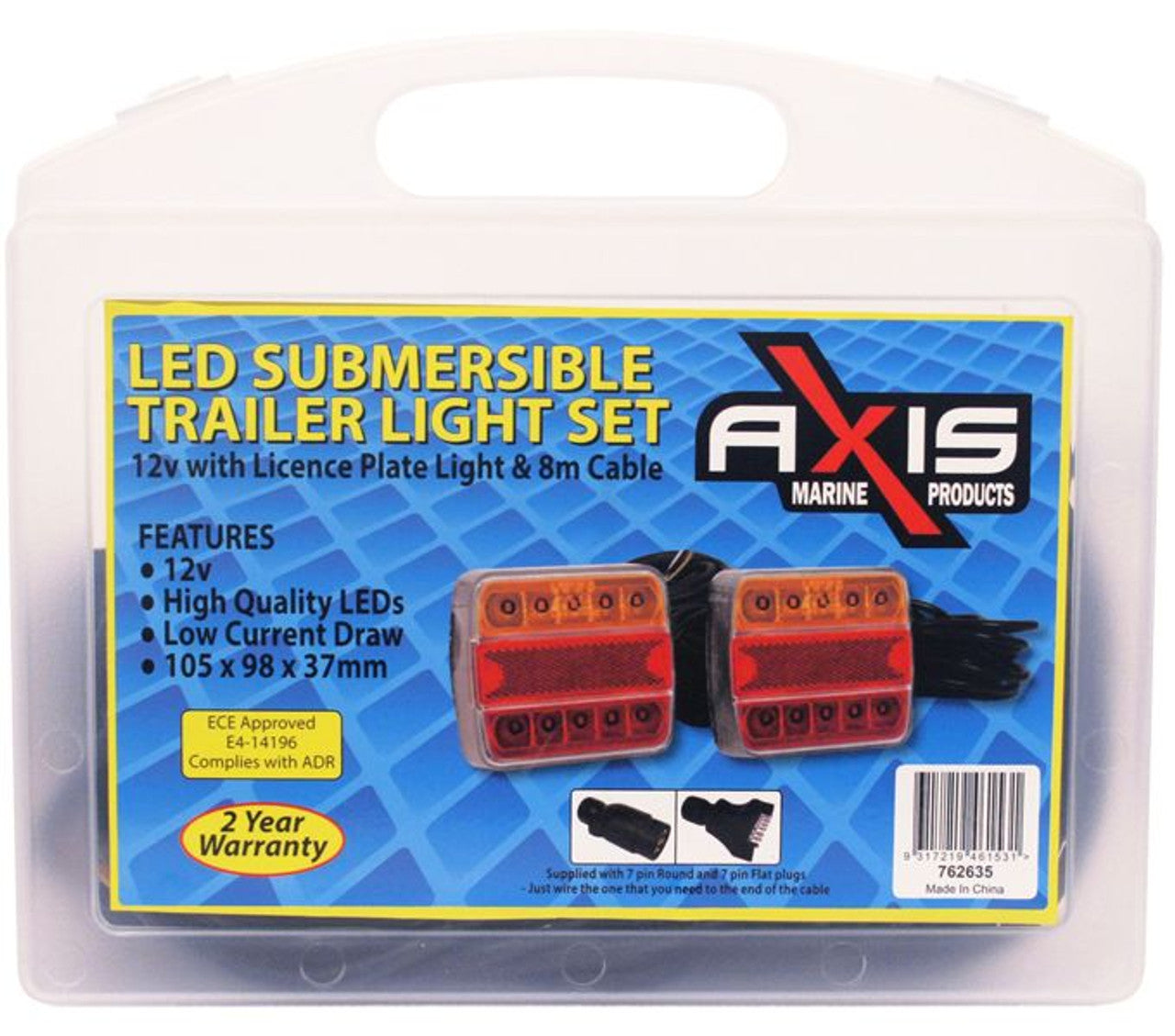 Axis 762636 LED 12v Trailer Light Set with 8m Cable and 3 Plugs
