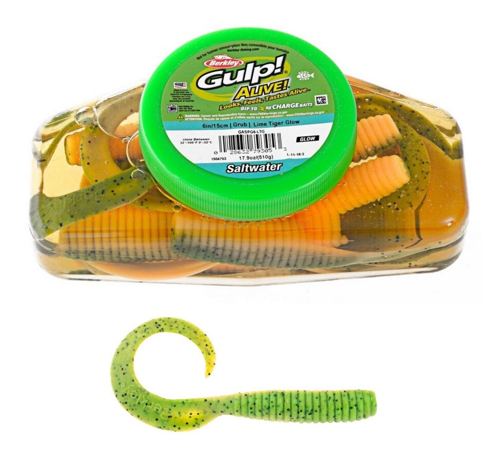 Berkley Gulp Alive 6 inch Grub Soft Plastic Lure Bulk Tub