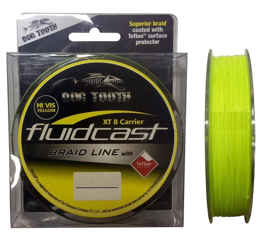 Dog Tooth Fluidcast XT8 Hi-Vis Yellow Premium Braid Fishing Line - 150m