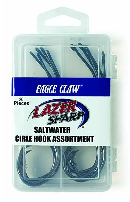 Eagle Claw Lazer Billfish Circle Hook Black Non Offset Light Wire Bulk Value Assorted Pack