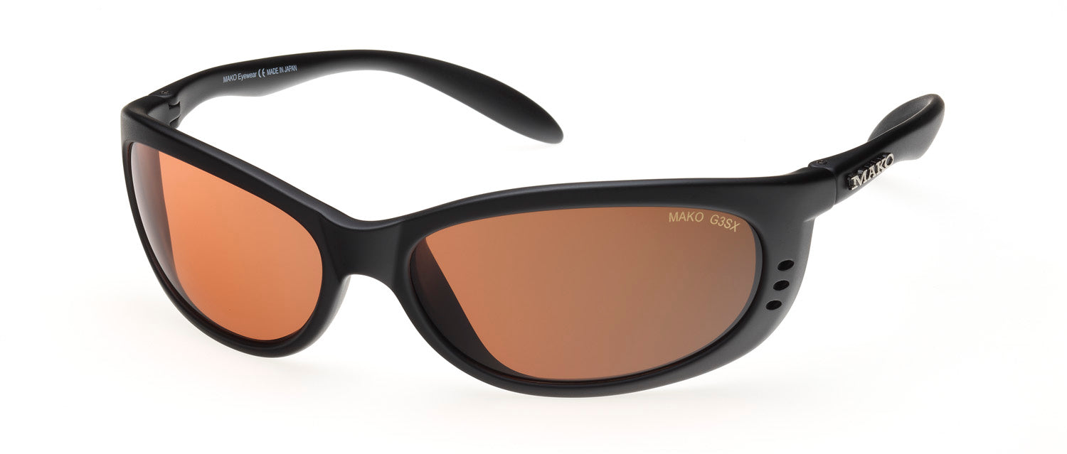 Mako Sleek XL Matte Black Frame Glass Lens Polarised Sunglasses