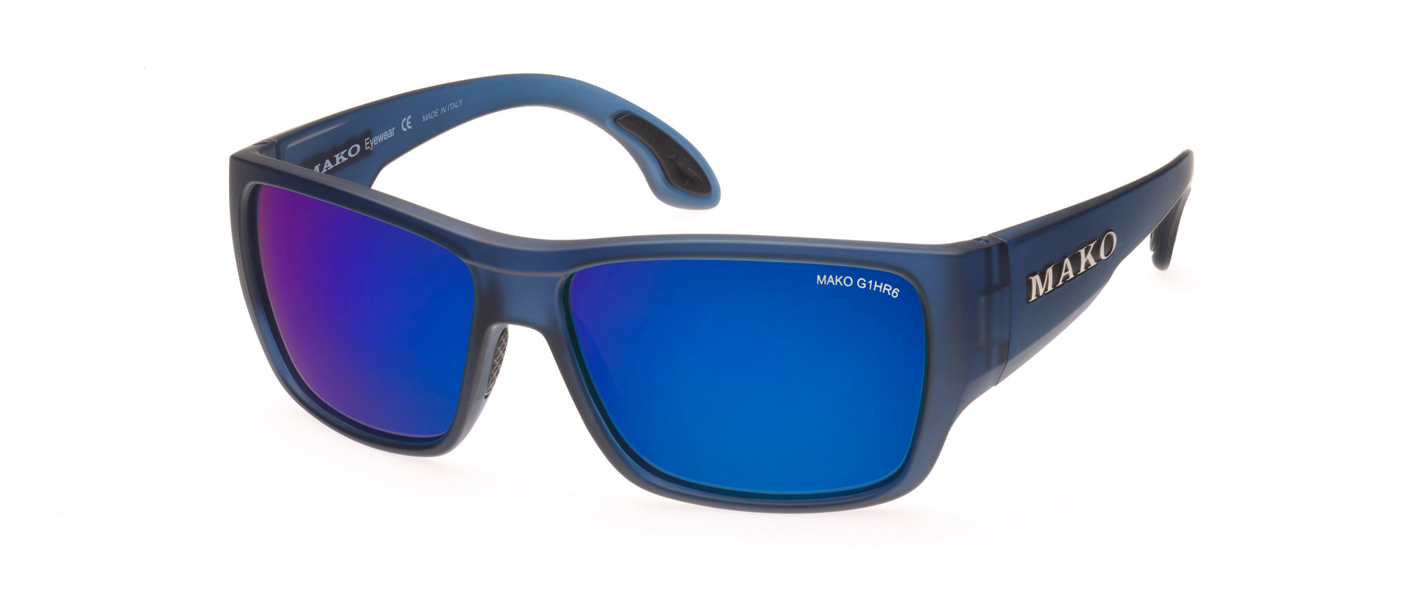 Mako Covert Matte Translucent Blue Frame Glass HD Brown Mirror Blue Lens Polarised Sunglasses