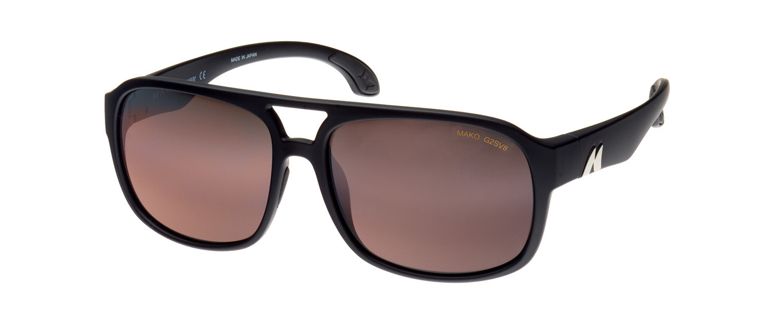 Mako Harries Matte Black Frame Glass Lens Polarised Sunglasses