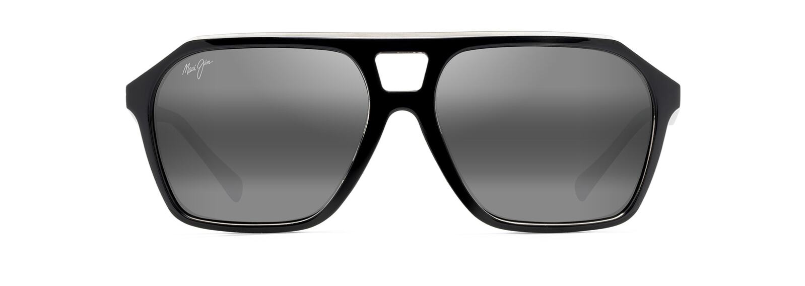 Maui Jim 880-02 Wedges Black Gloss Frame Crystal Natural Grey Glass Lens Sunglasses
