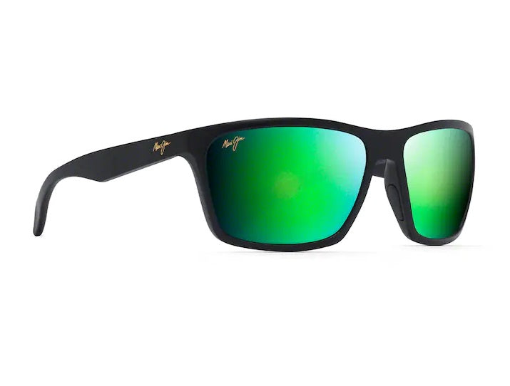 Maui Jim Makoa Matte Black Frame Maui Green Glass Lens Polarised Performance Sunglasses