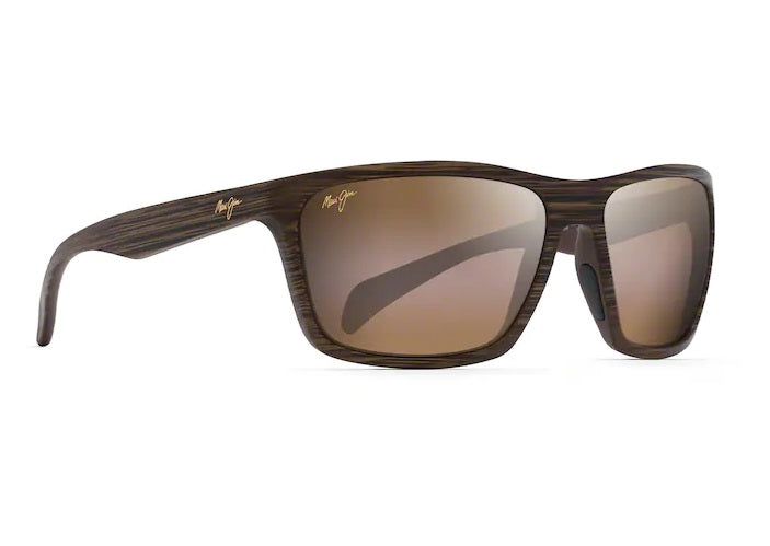 Maui Jim Makoa Matte Brown Wood Grain Frame HCL Bronze Glass Lens Polarised Performance Sunglasses