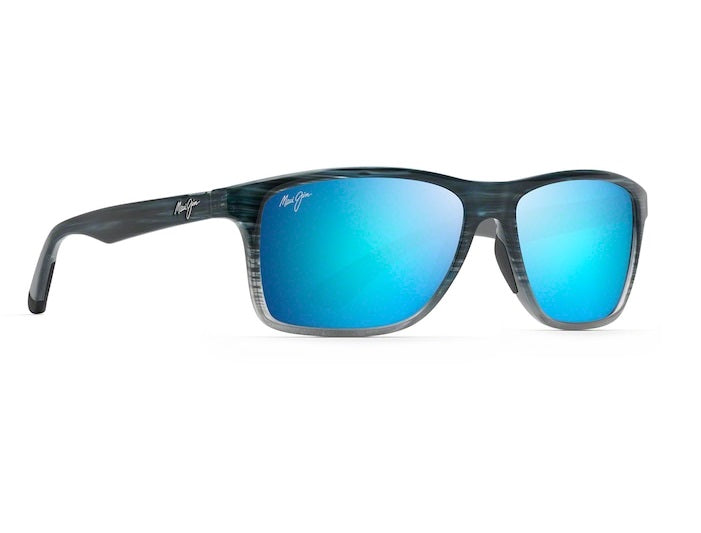Maui Jim Onshore Blue Black Stripe Fade Frame Blue Hawaii Glass Lens Polarised Performance Sunglasses