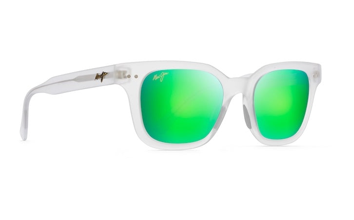 Maui Jim Shore Break Frosted Crystal Frame Maui Green Glass Lens Polarised Performance Sunglasses