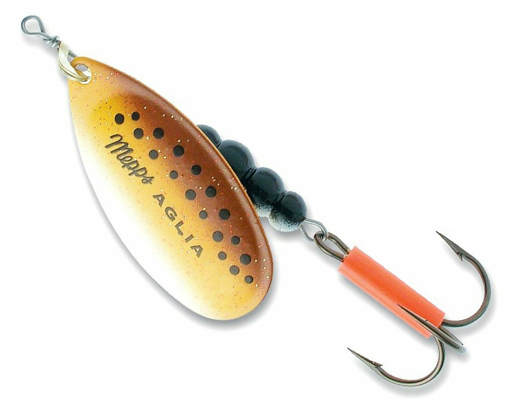 Mepps Aglia Fluoro Micropigments Trout Spinner Lure Brown Gold