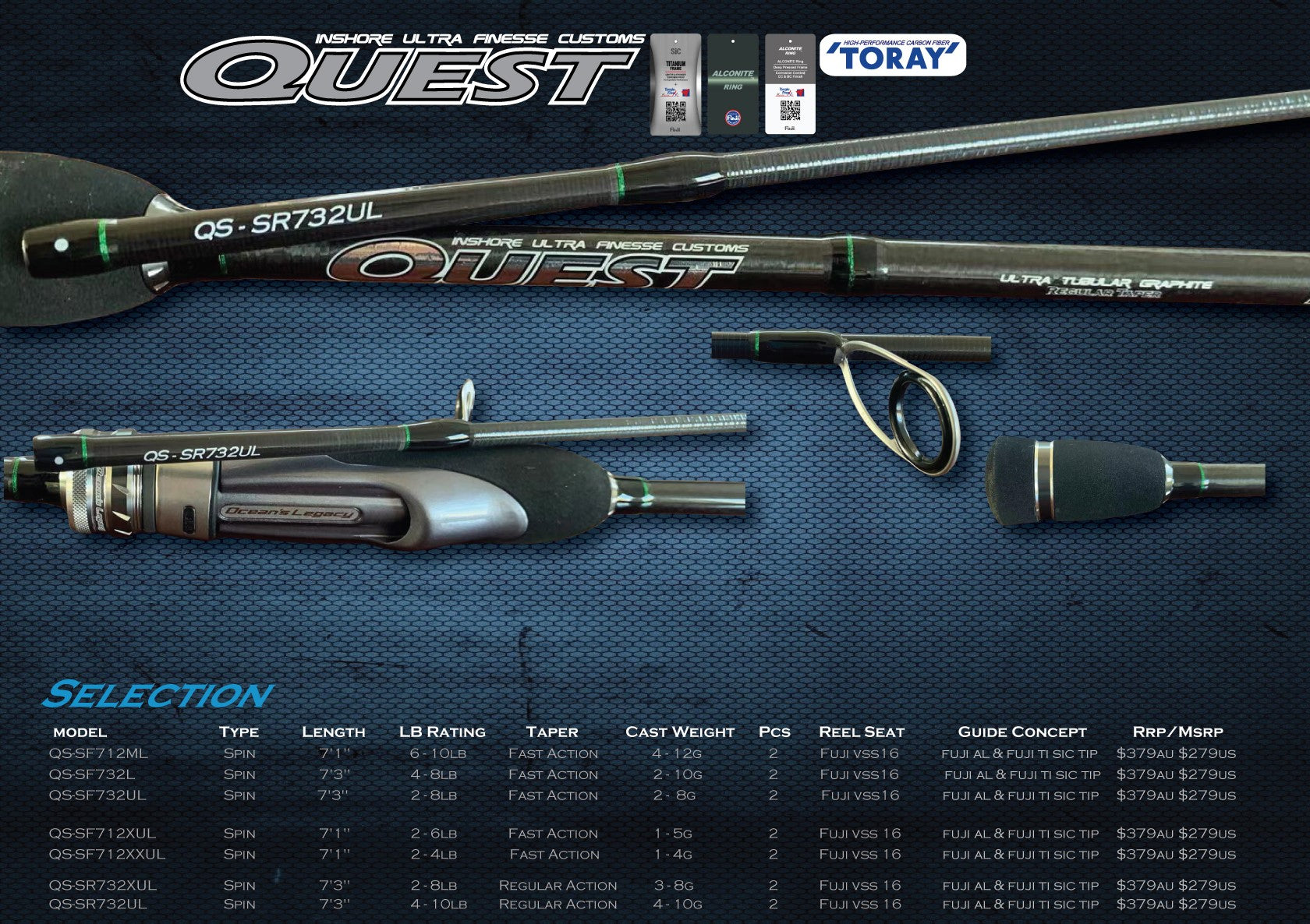 Oceans Legacy Quest Finesse Spin Rod