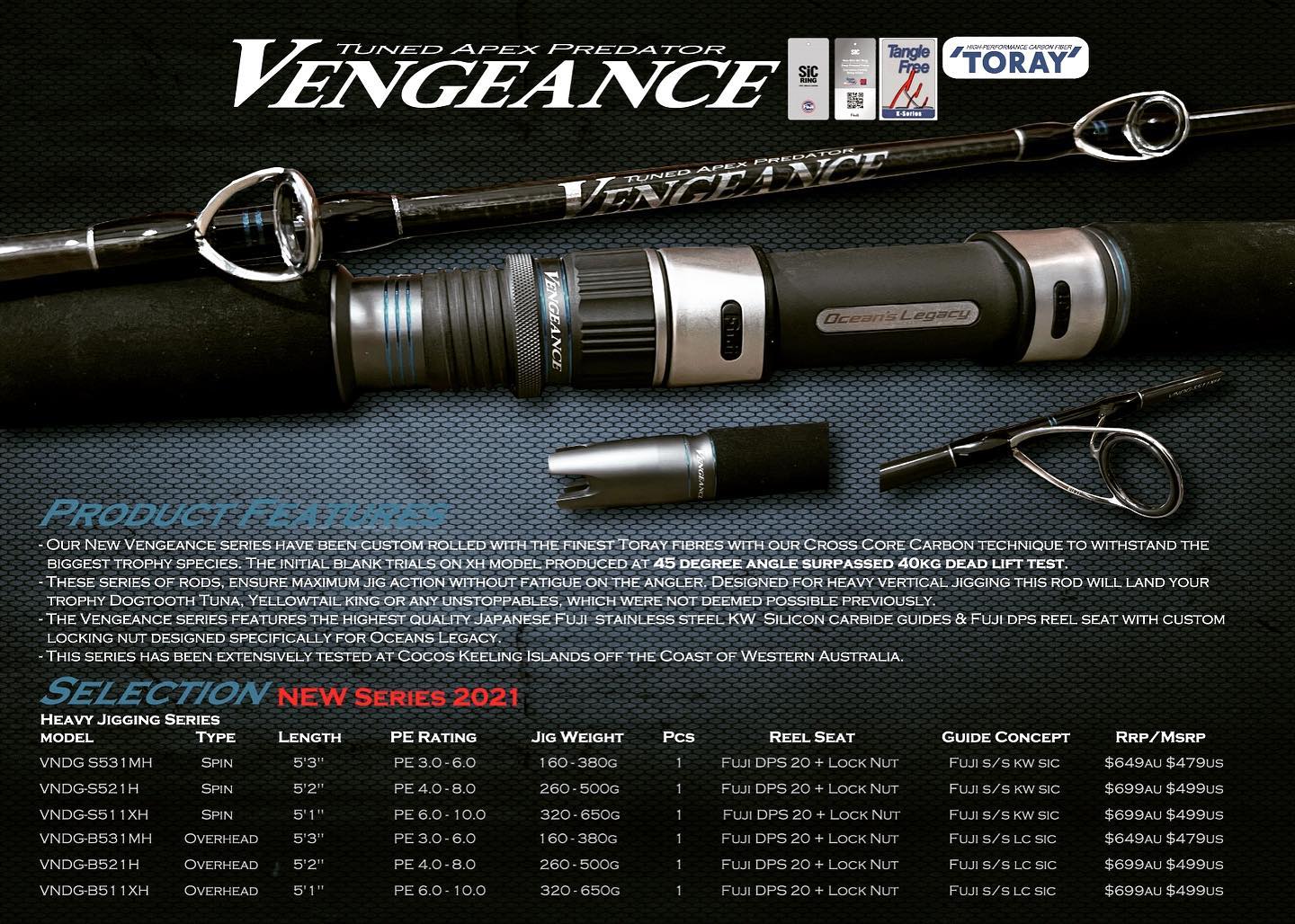Oceans Legacy Vengence Apex Predator Overhead Rod
