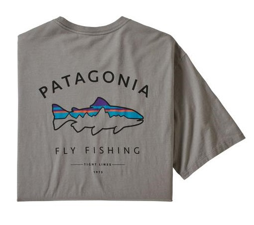 Patagonia Mens Framed Fitz Roy Trout Organic Grey Tee Shirt