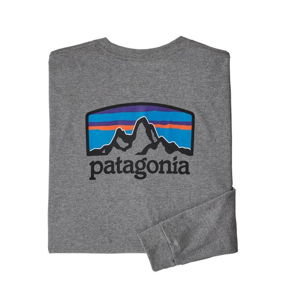 Patagonia Mens Long Sleeve Fitz Roy Horizons Responsibili-Tee Shirt - Gravel Heather