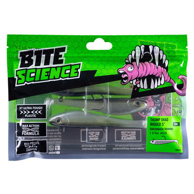 Bite Science Thump Shad Rigged Paddle Tail Soft Plastic Lure 5 Inch