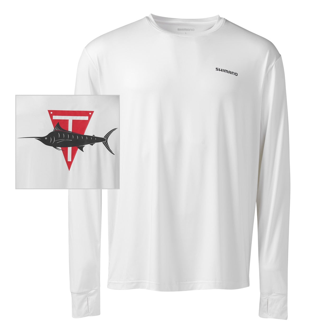 Shimano Tech Tee Long Sleeve Fishing Jersey Shirt Tag Flag