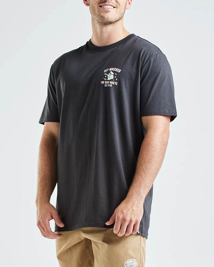 The Mad Hueys Getting Wrecked Short Sleeve Tee Shirt Vintage Black