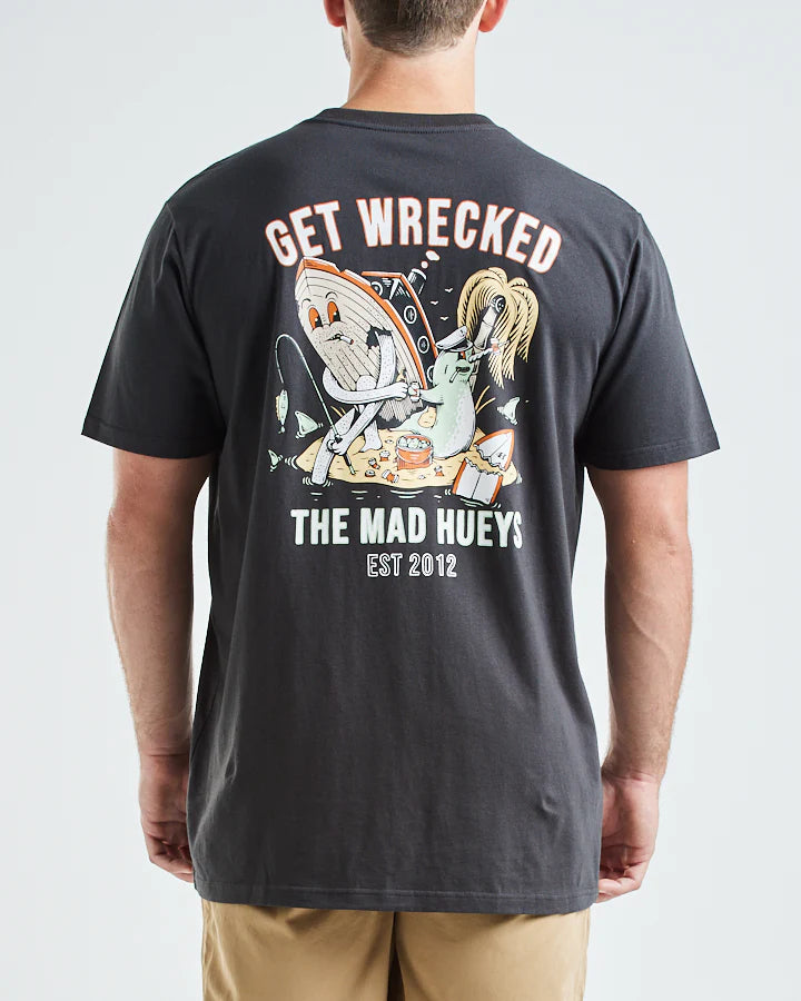 The Mad Hueys Getting Wrecked Short Sleeve Tee Shirt Vintage Black