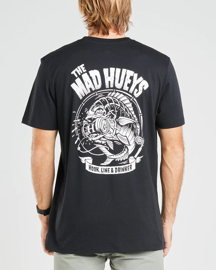 The Mad Hueys Hook Line And Drinker Short Sleeve Tee - Black