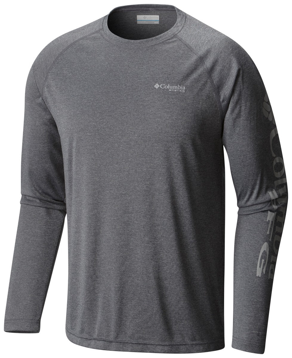 Columbia PFG Terminal Tackle Heather Long Sleeve Mens Shirt Charcoal
