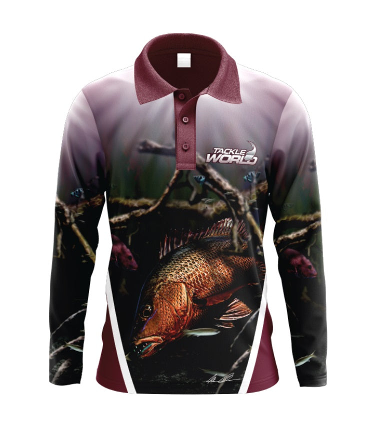 Tackle World Mangrove Jack Adult Long Sleeve Fishing Shirt - Print 1.0