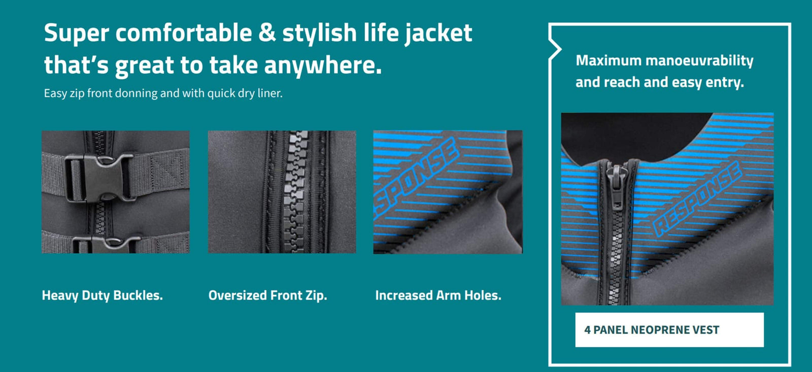 Response RNEO Neoprene Life Jacket PFD Vest - Adult