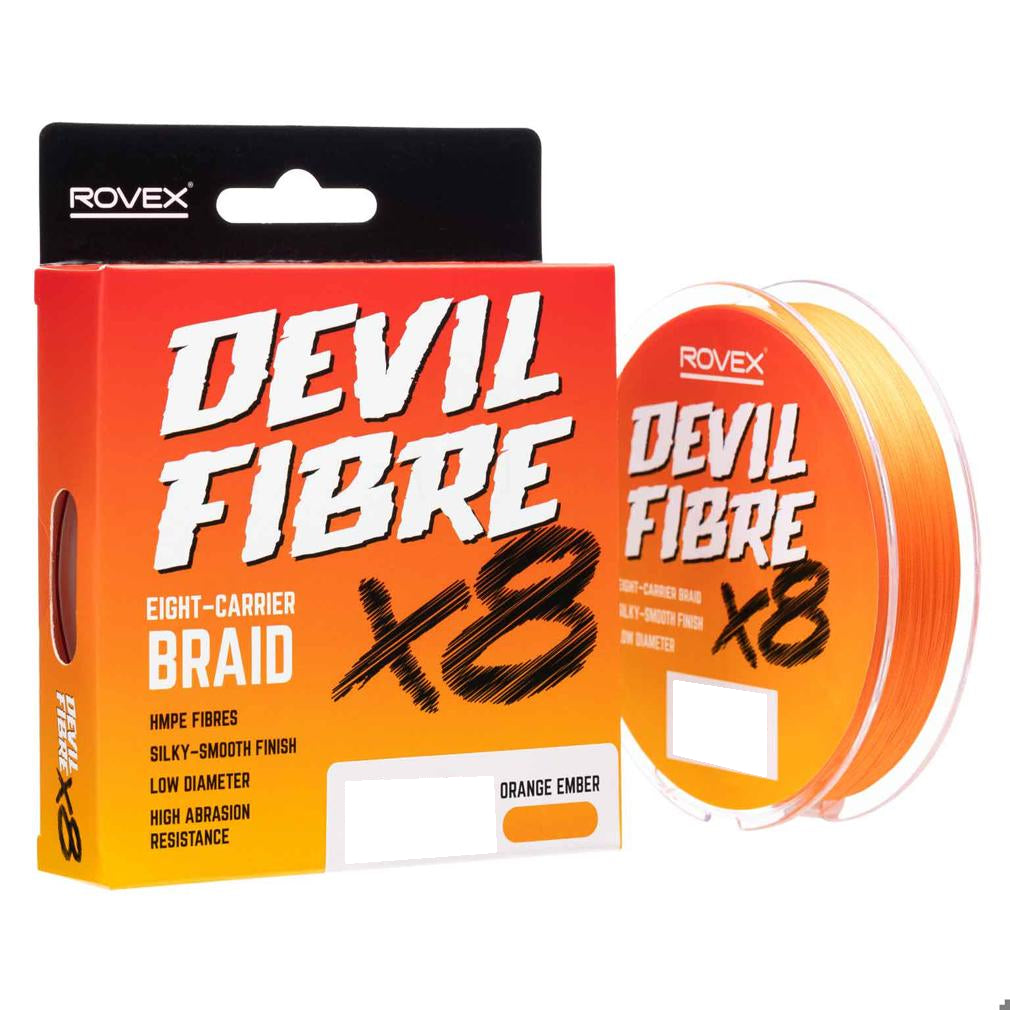 Rovex Devil Fibre X8 Braid Orange Ember 300yd