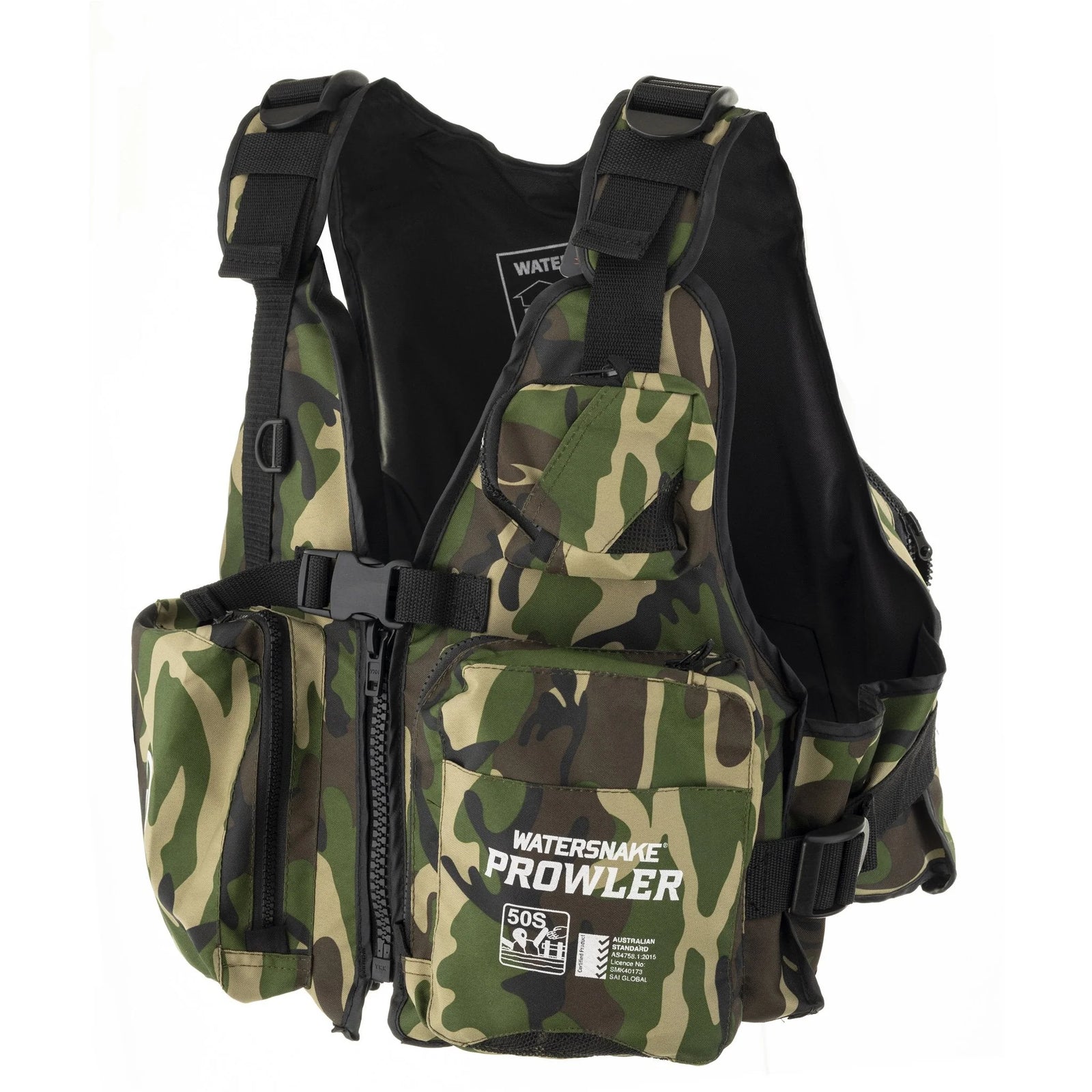 Watersnake Prowler Level 50S Camo Kayak Life Jacket PFD Vest AS4758:2022