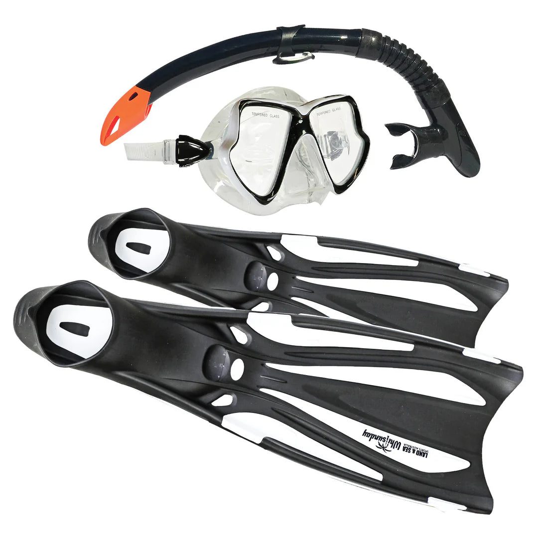Land and Sea Whitsunday Mask Snorkel Fin Set White