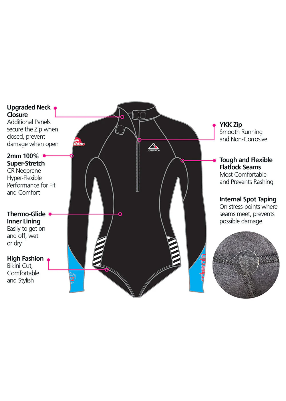 Adrenalin Wahine Womens Wetsuit High Cut Leg