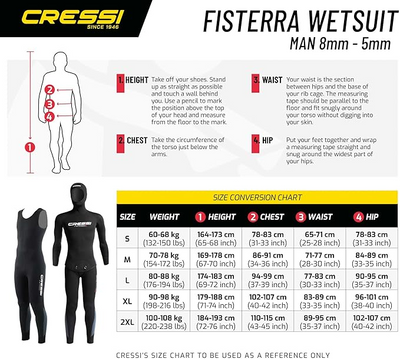 Cressi Fisterra Wetsuit 2 Piece With Pant Zip 8mm