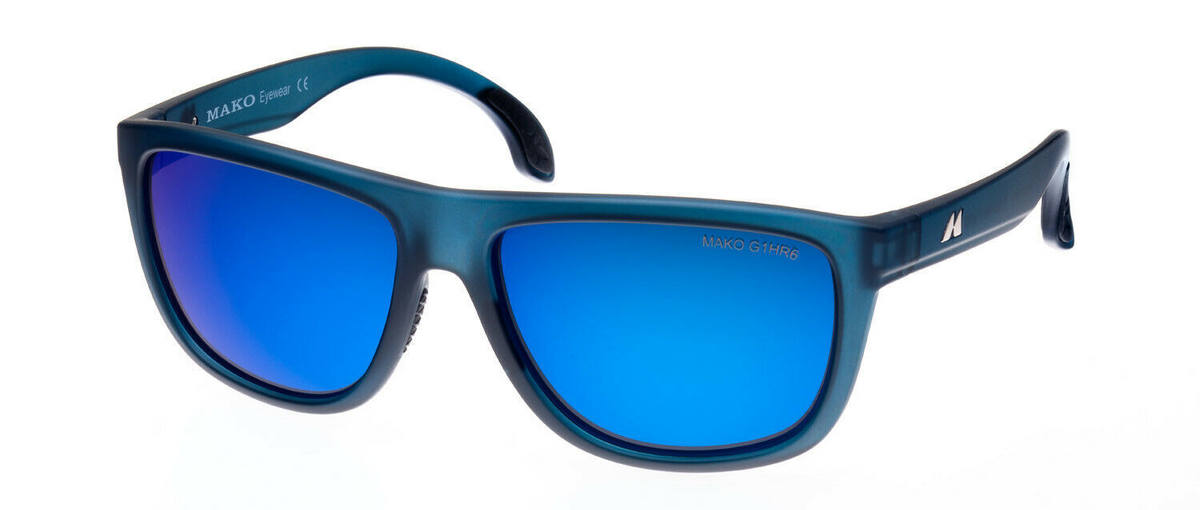 Mako Tidal Matte Blue Frame Glass HDIR Brown Blue Lens Polarised Sunglasses