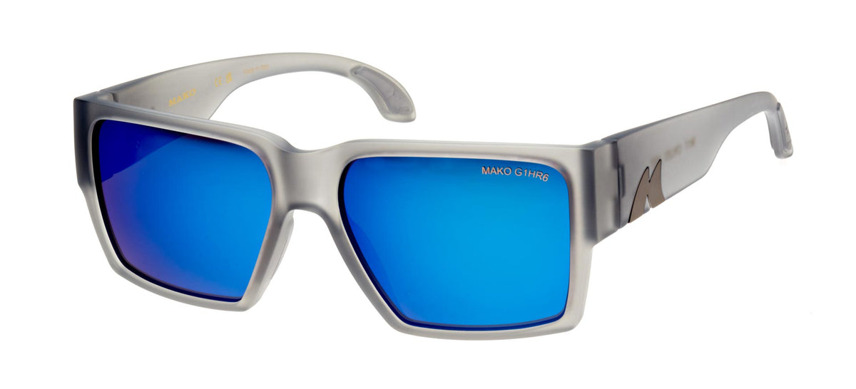Mako Cruze Matte Grey Frame Brown Blue Mirror Sunglasses