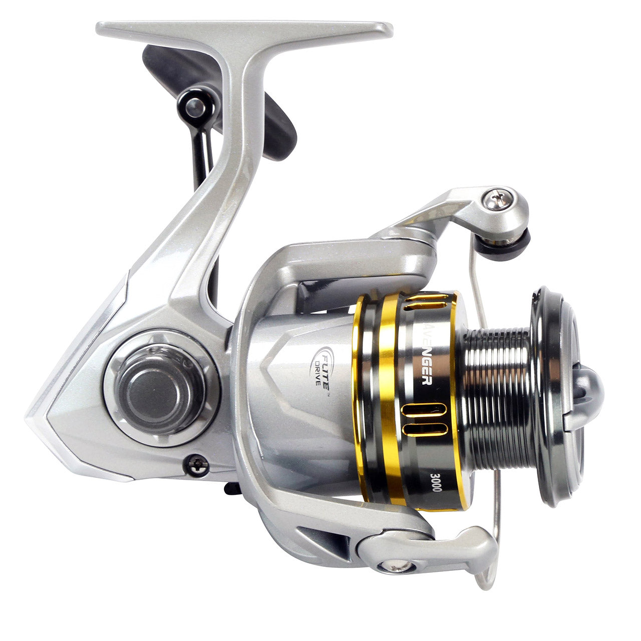 Okuma Avenger B spinning reel - side view opposite the handle
