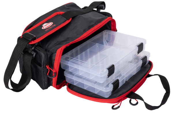 Sac De Pêche Berkley Storage Bag Avec 4 Boîtes à Accessoires Amovibles - Rouge/Gris, Neuf
