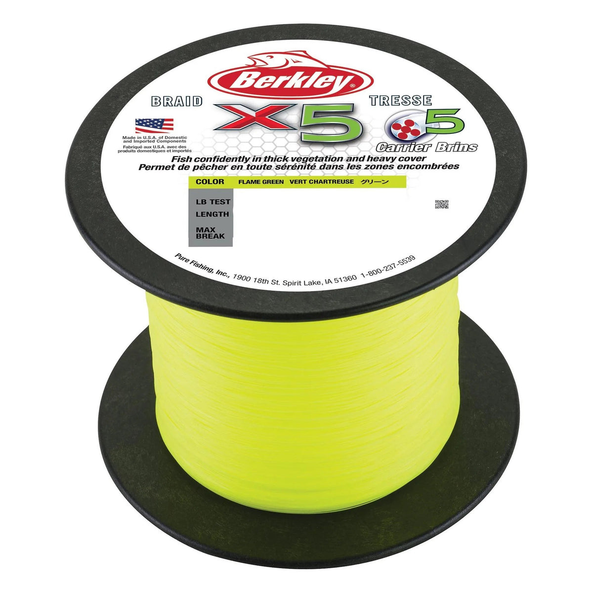 Berkley X5 Braid Bulk Value Spool Flame Green 2000m